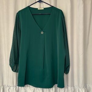 Deep green flowy tunic top for women